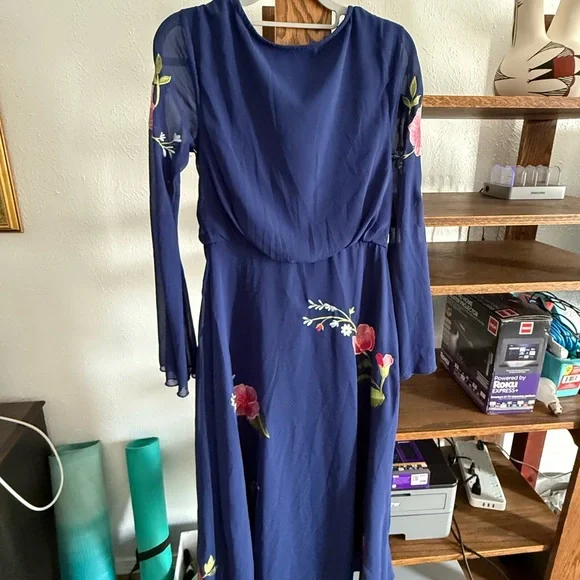 ASOS Blue Long Sleeve Wrap Gown - Picture 5 of 6